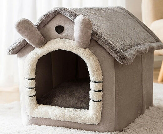 Cozy Foldable Dog House & Cat Bed – Warm, Soft, & Enclosed for Ultimate Comfort!.