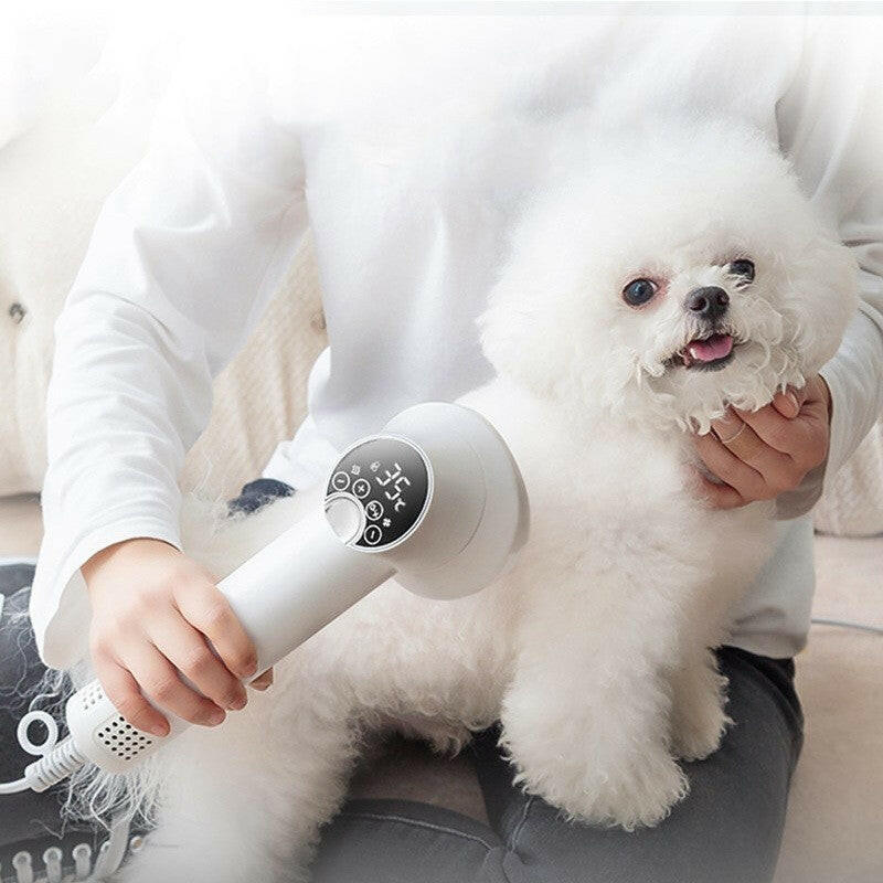 Smart Pet Hair Dryer & Grooming Comb – Silent & Safe Drying!.