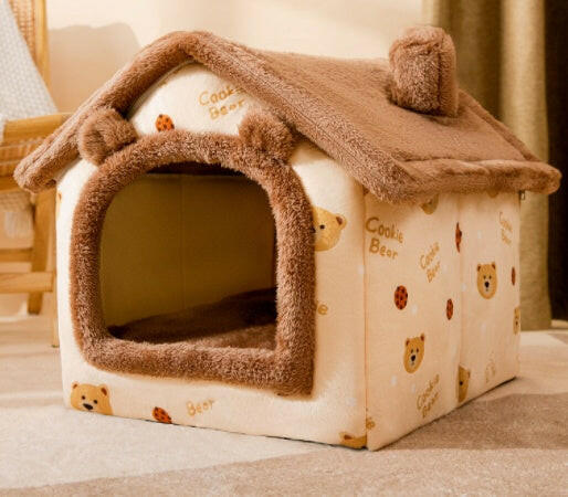 Cozy Foldable Dog House & Cat Bed – Warm, Soft, & Enclosed for Ultimate Comfort!.