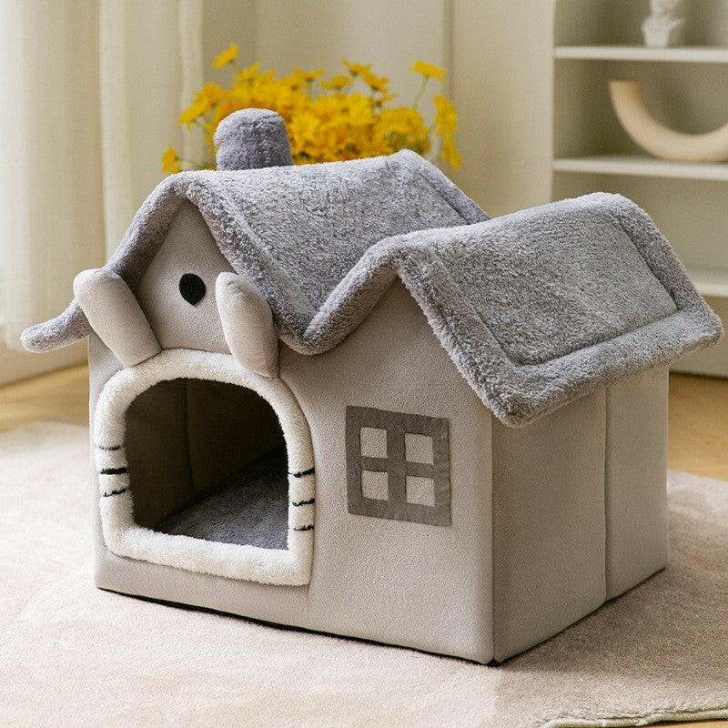 Cozy Foldable Dog House & Cat Bed – Warm, Soft, & Enclosed for Ultimate Comfort!.