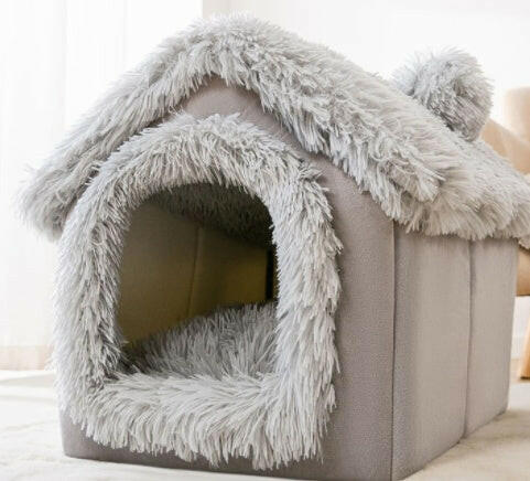 Cozy Foldable Dog House & Cat Bed – Warm, Soft, & Enclosed for Ultimate Comfort!.