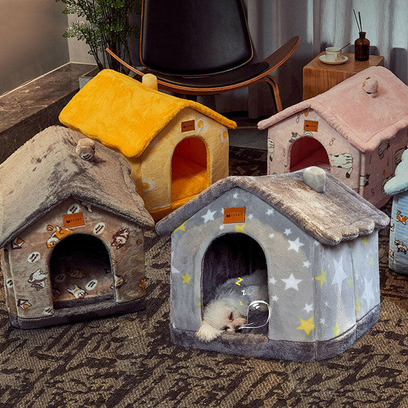 Cozy Foldable Dog House & Cat Bed – Warm, Soft, & Enclosed for Ultimate Comfort!.