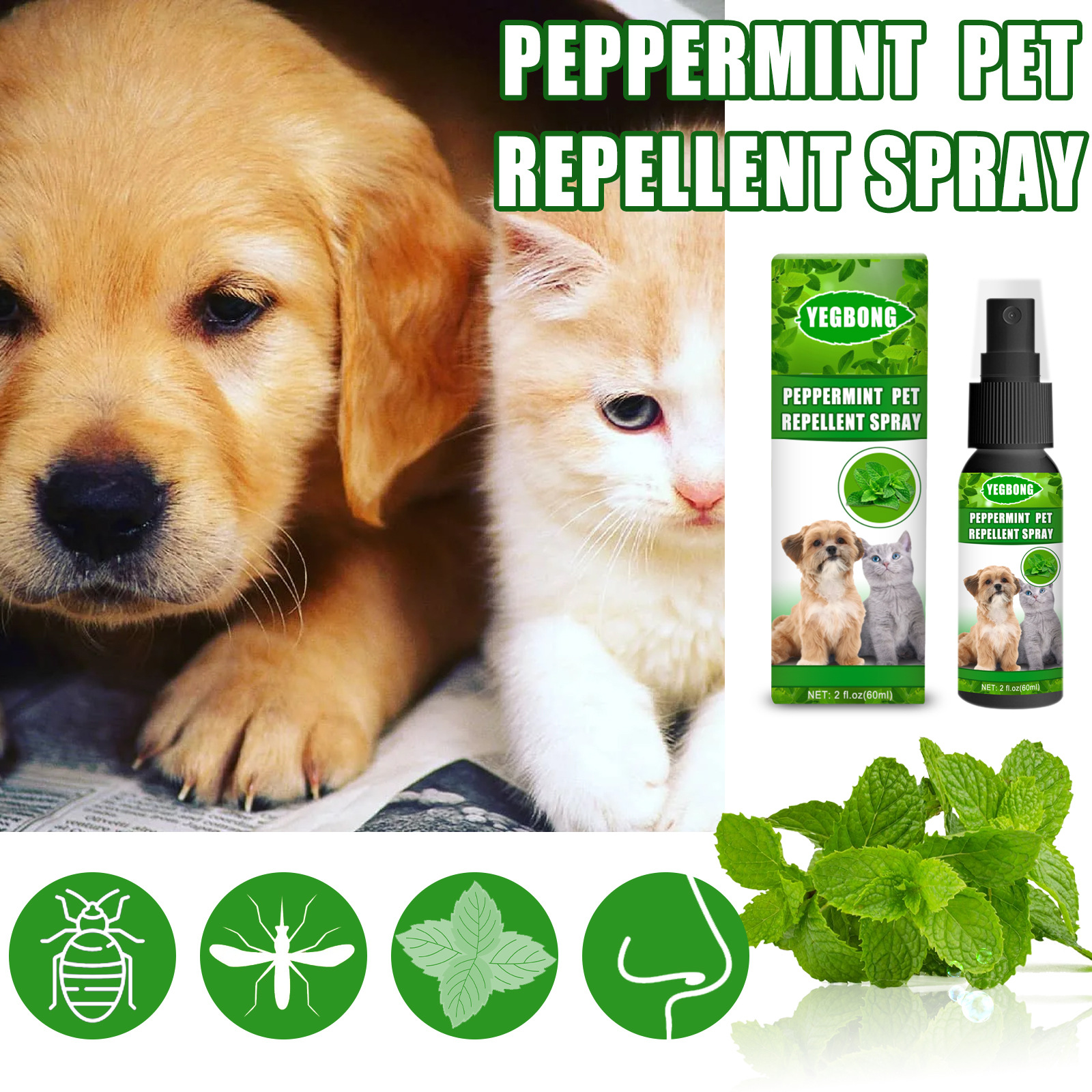 Peppermint Pet Mite Spray – Gentle Care for Cats & Dogs.