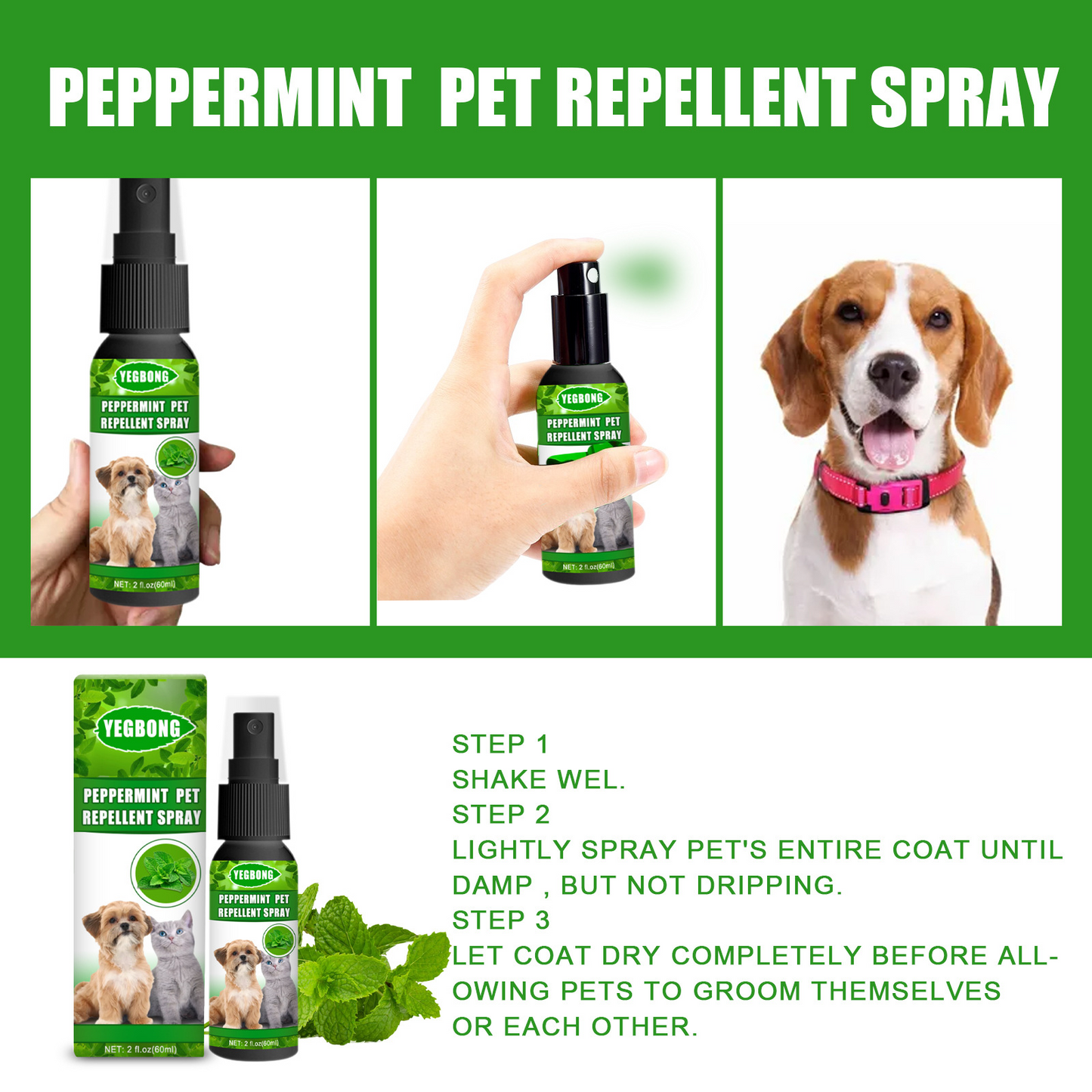 Peppermint Pet Mite Spray – Gentle Care for Cats & Dogs.