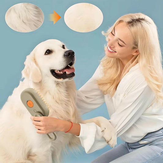 Steam Pet Brush 3-in-1: Massage, Groom, and Remove Tangled Hair for Dogs and Cats