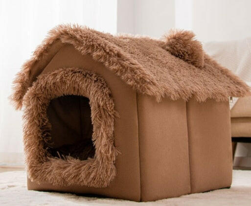 Cozy Foldable Dog House & Cat Bed – Warm, Soft, & Enclosed for Ultimate Comfort!.