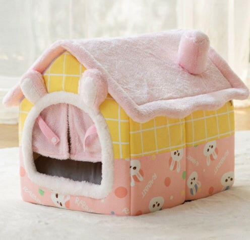 Cozy Foldable Dog House & Cat Bed – Warm, Soft, & Enclosed for Ultimate Comfort!.