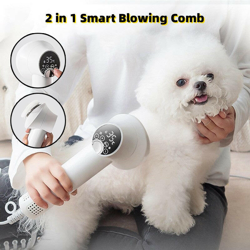 Smart Pet Hair Dryer & Grooming Comb – Silent & Safe Drying!.